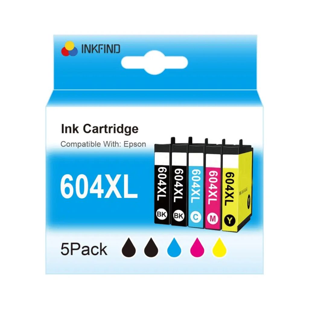 INKFIND 604XL Tinte für Epson 604XL Epson 604 Epson604 Epson604XL Epson604X Tintenpatronen Multipack 5 Stück (2 x Schwarz, 1 x CMY) für Epson Ex...