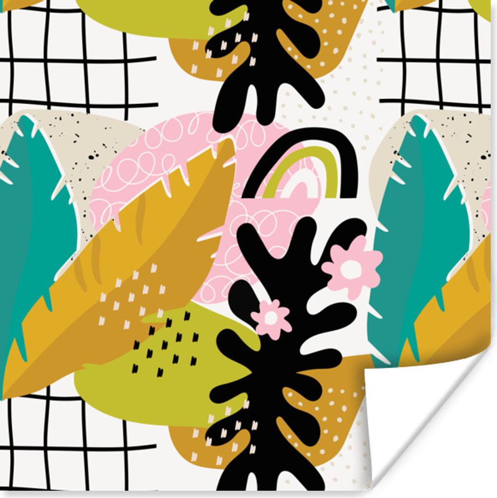 MuchoWow Poster Blatt - Dschungel - Muster 50x50 cm - Wohnzimmerdekoration