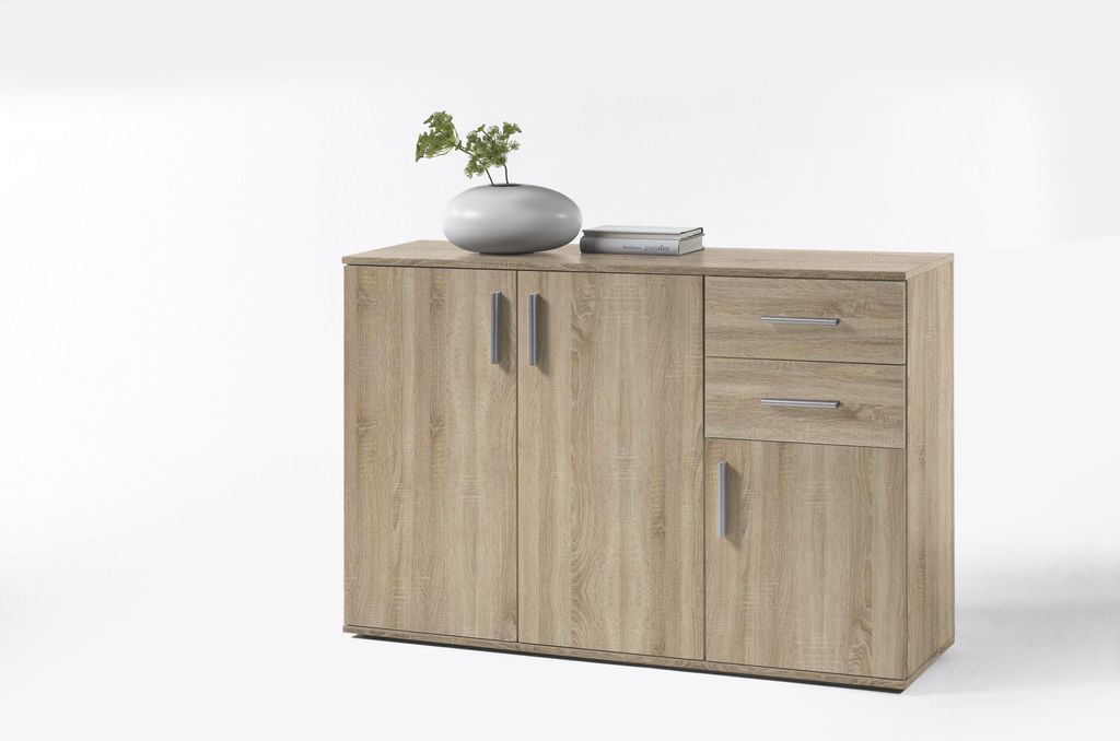 Kommode Debby 3 Türen und 2 Schubladen - Eiche