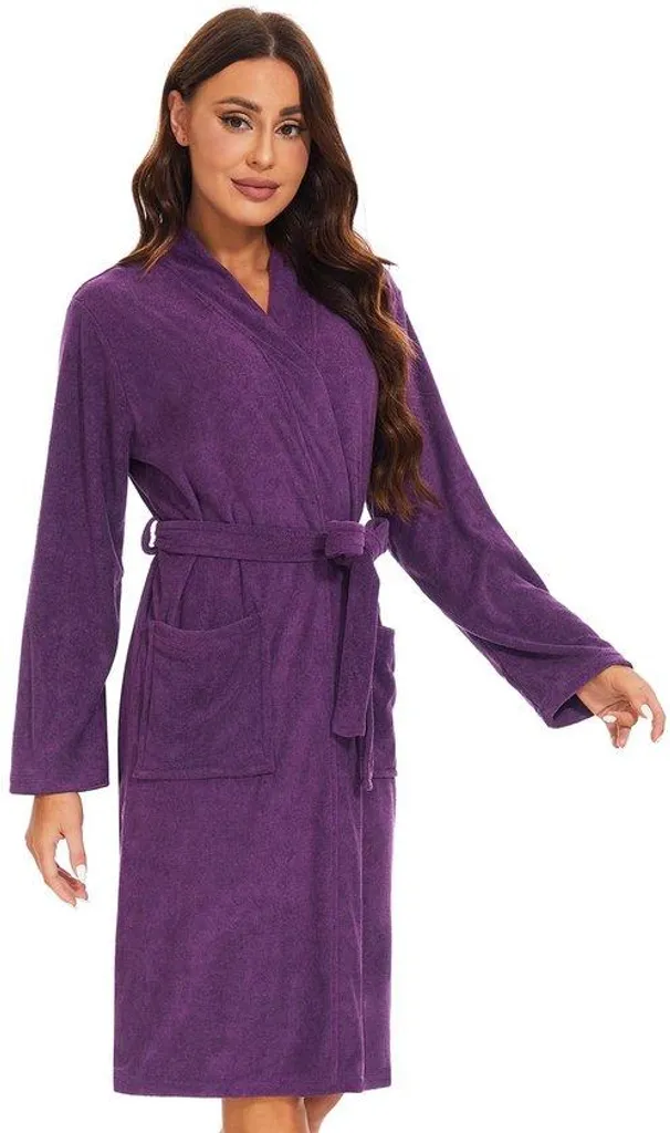 Peignoir de sauna femme éponge léger violet anti-sensation de chaud