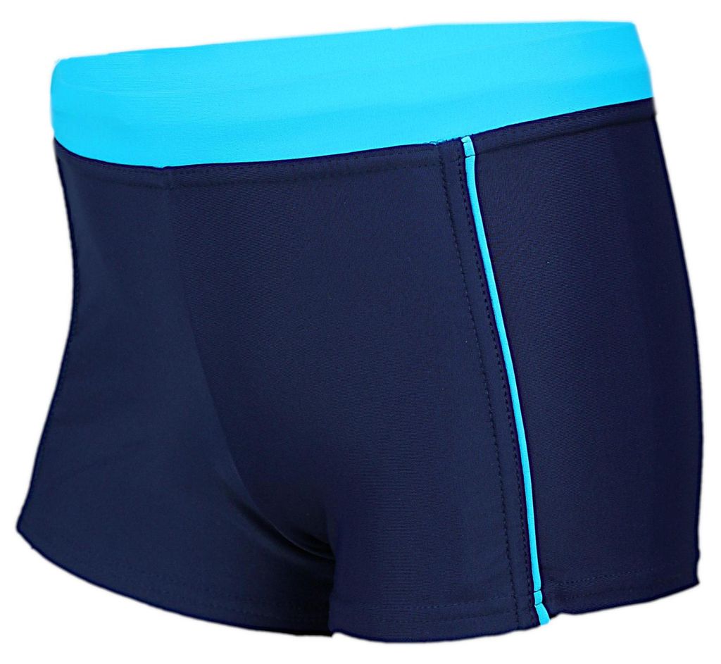Aquarti Jungen Badehose Schwimmhose Seitliche Paspel Kinder Badeshorts, Farbe: 024 Dunkelblau / Blau, Größe: 140