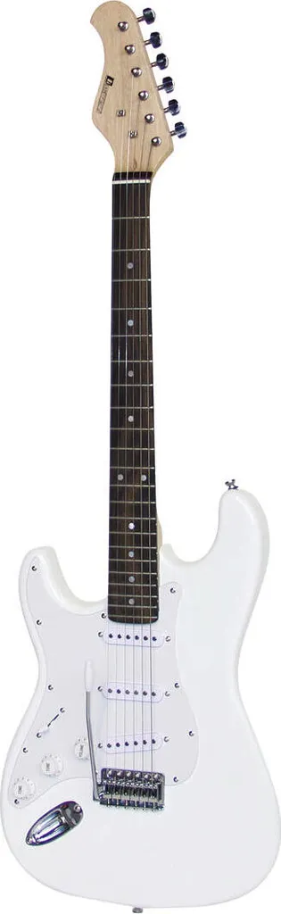 Guitare électrique pour gaucher DIMAVERY ST-203 LH blanche 26211125