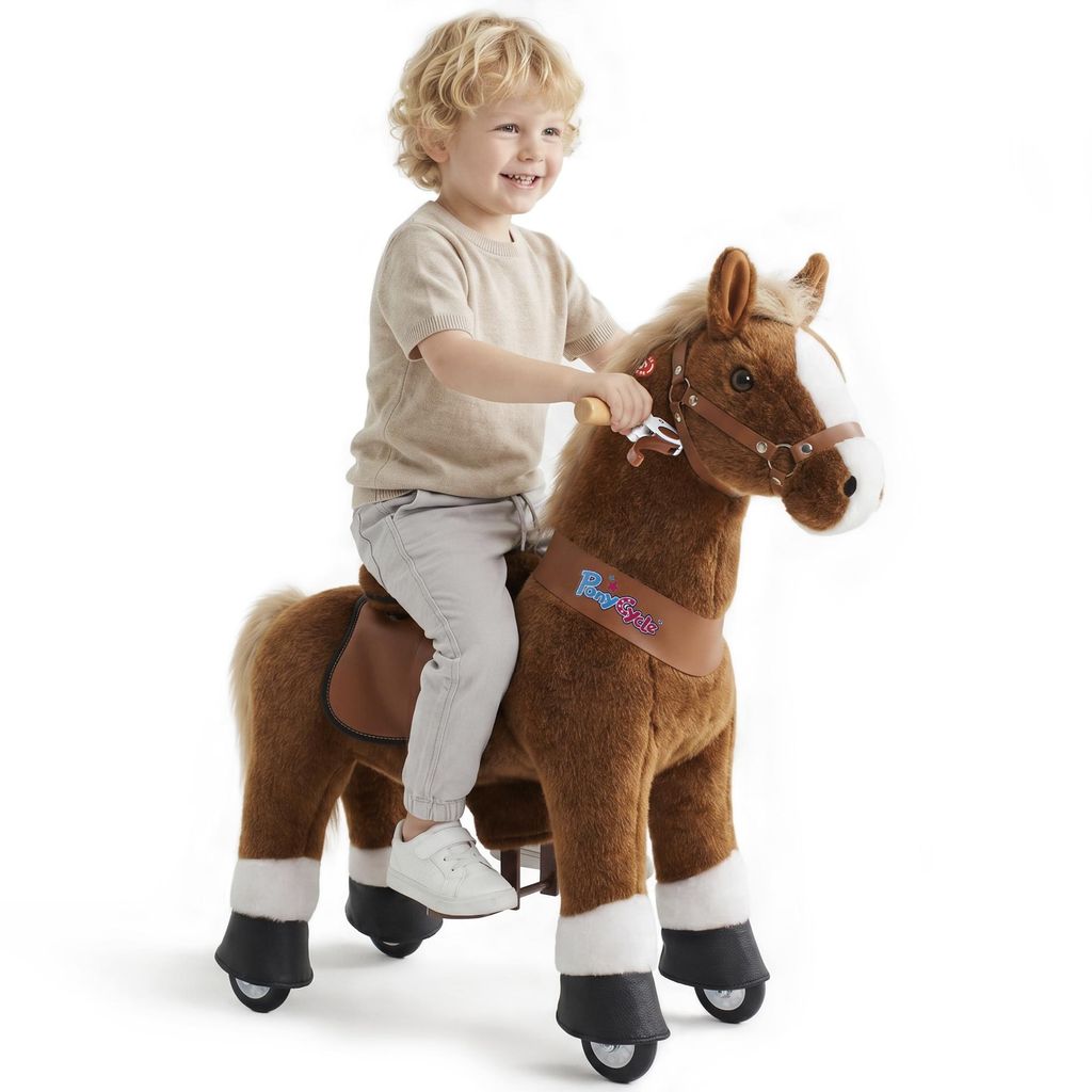 PonyCycle hnedý jazdecký kôň na kolieskach pre deti 3–4 r., Obrázok produktu 