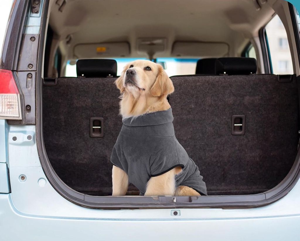 Handtuch Bademantel für Hunde Schnell Trocknend Super Saugfähig Mittlere Große Hunde Grau