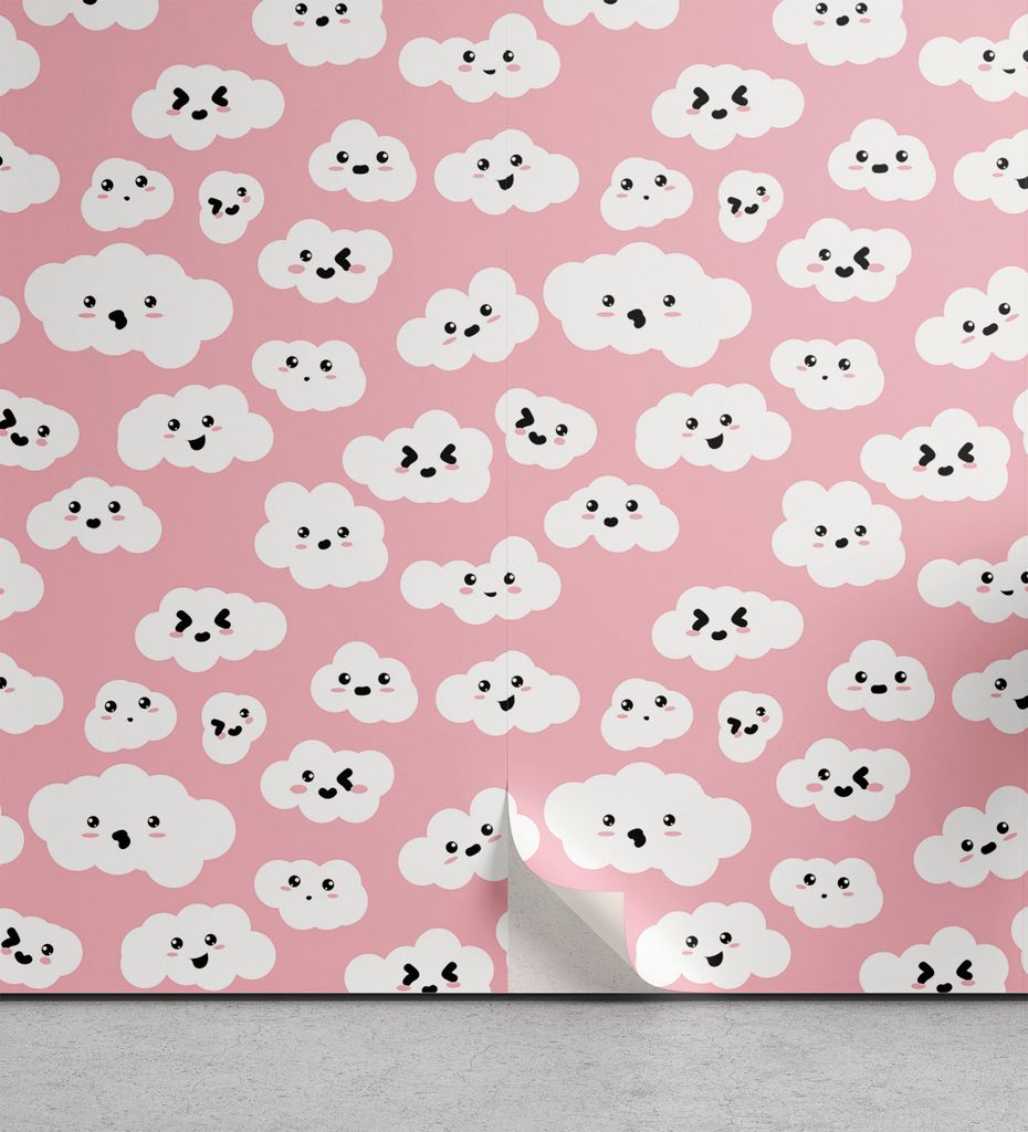ABAKUHAUS Wolke abziehbare & klebbare Tapete für Zuhause, Fluffy Cumulus Cartoon, selbstklebendes Wohnzimmer Küchenakzent, 33 cm x 90 cm, Pale Pi...