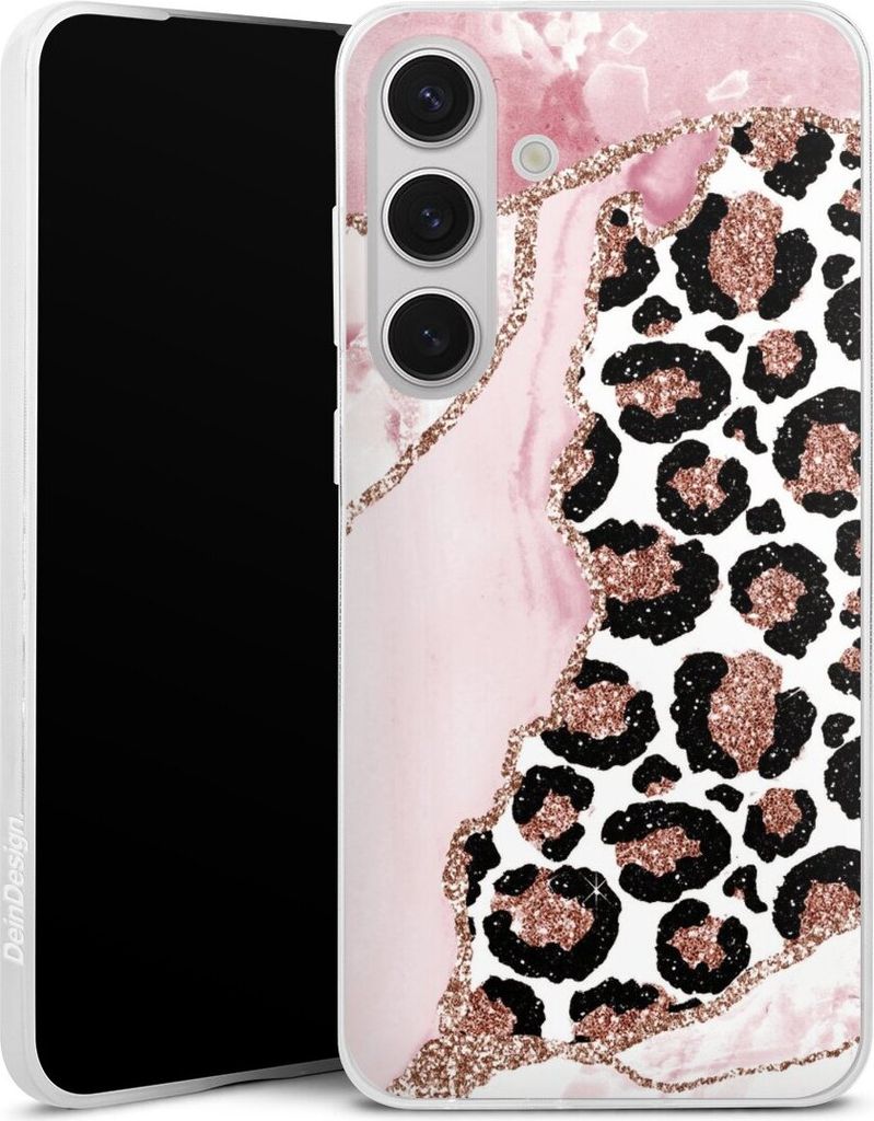 DeinDesign Slim Hülle für Samsung Galaxy S25+ Silikon Case Ultra Dünn Handyhülle Glitzer Look Leopard Marmor
