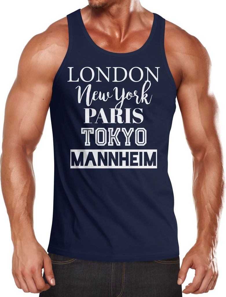 personalisierbares Herren Tanktop Städtenamen London Paris New York Tokyo Deine eigene Stadt Dorf Ort Ortsname Metropolen Fun-Shirt Städte-Shirt ...