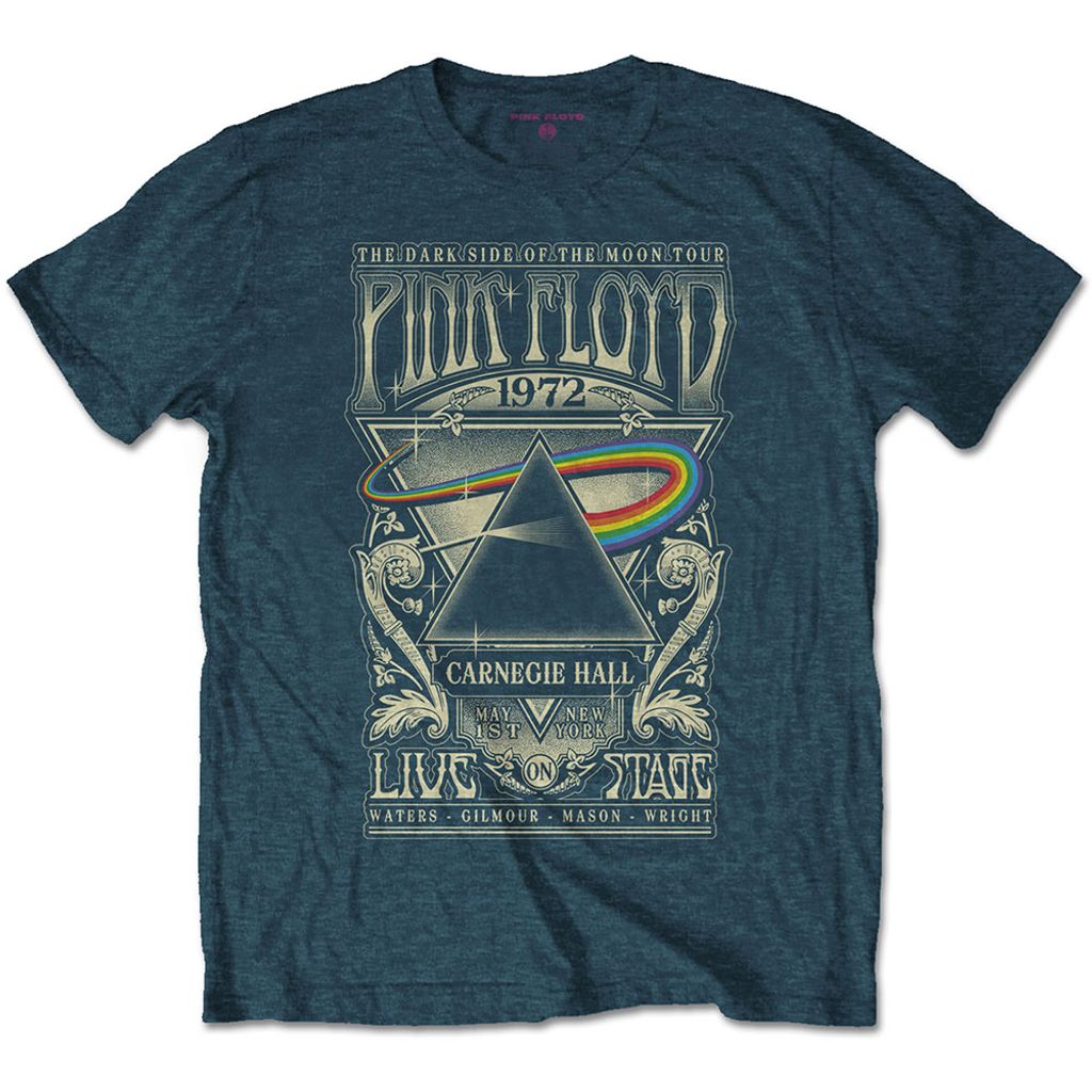 Pink Floyd Carnegie Hall Poster Denim Blue M T-Shirt
