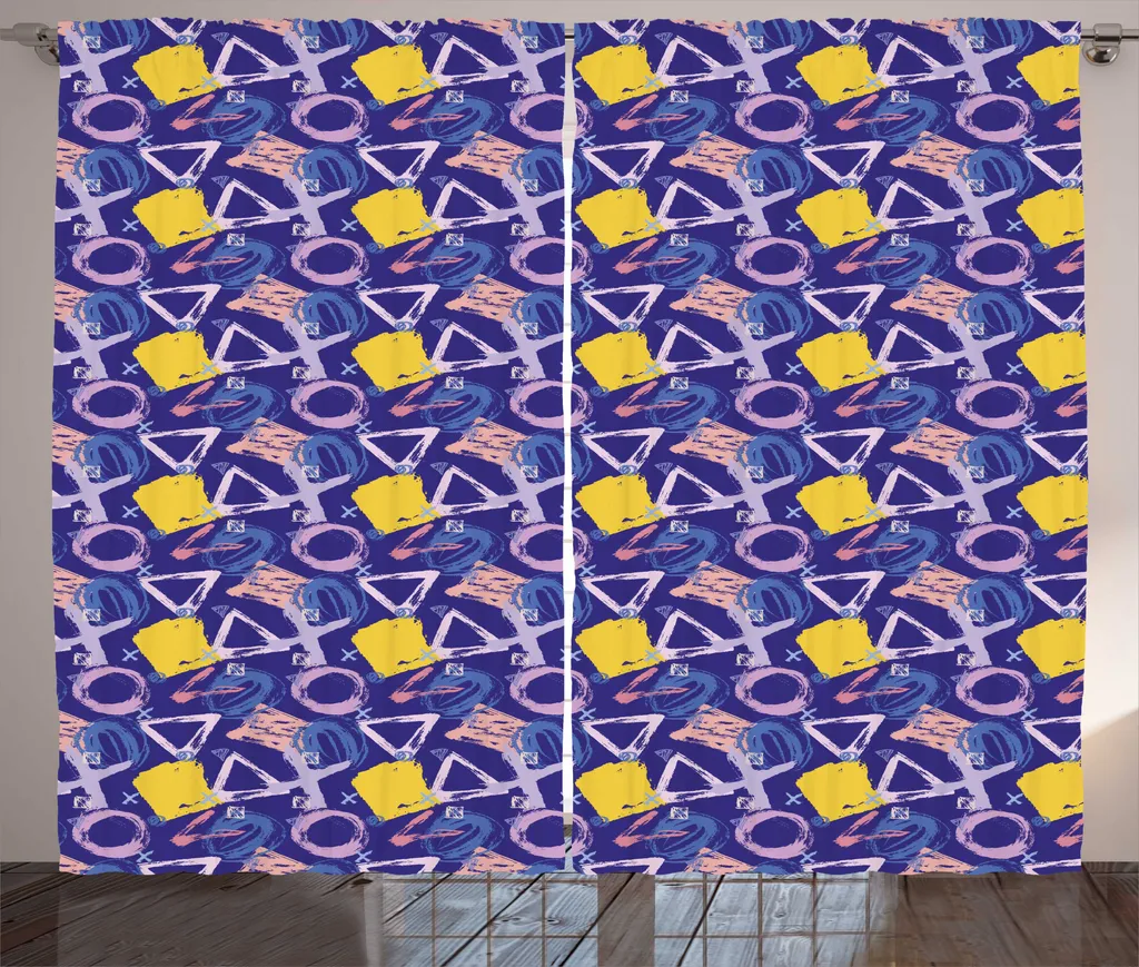 Rideau de Salon Grande Largeur 280x225 cm, Style Abstrait Lavande