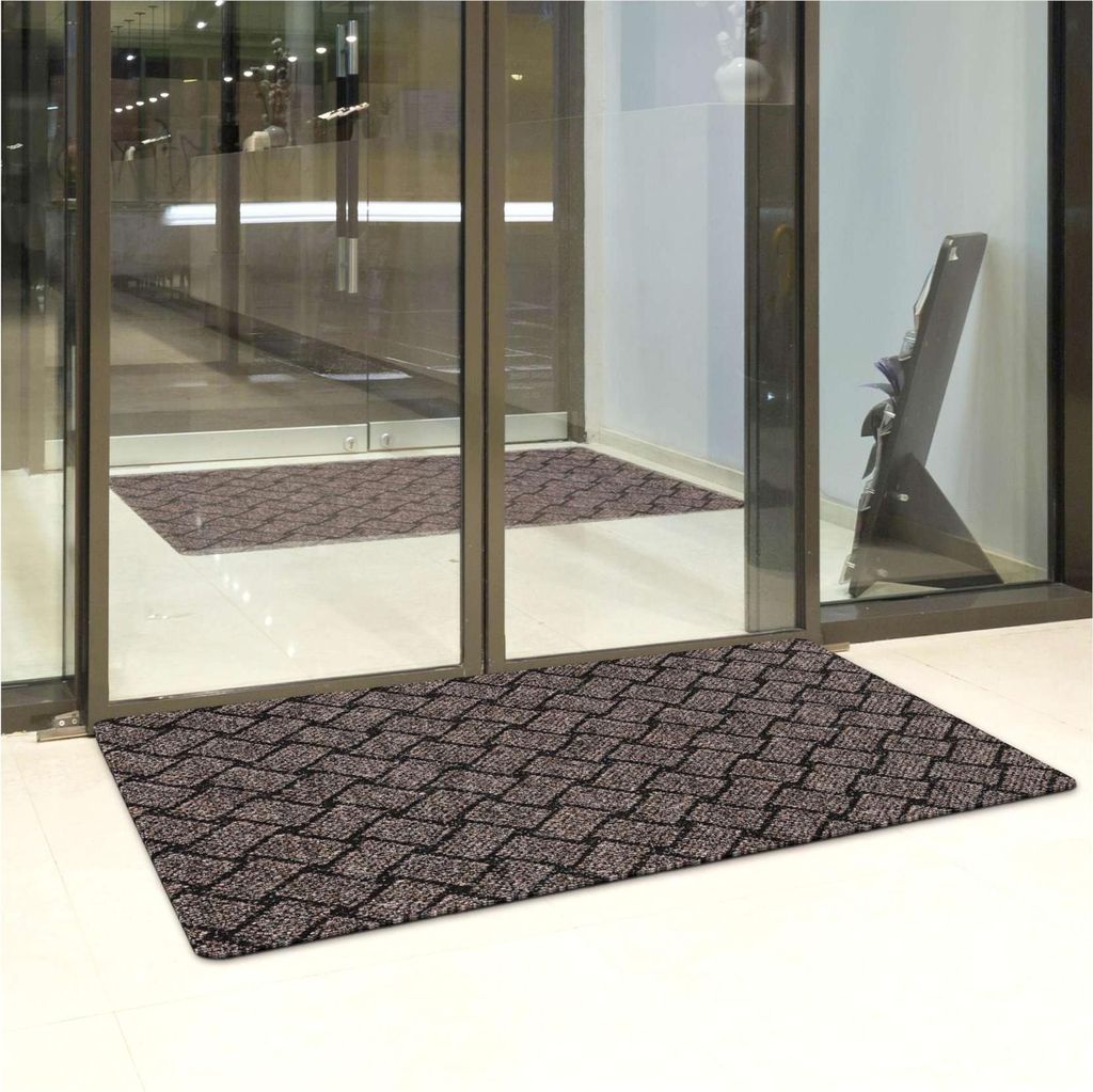 Fußmatte Türvorleger Bodenmatte Textil Melbourne Pflasterstein Braun Robust Wasserabweisend Breite 80 cm Länge 120 cm