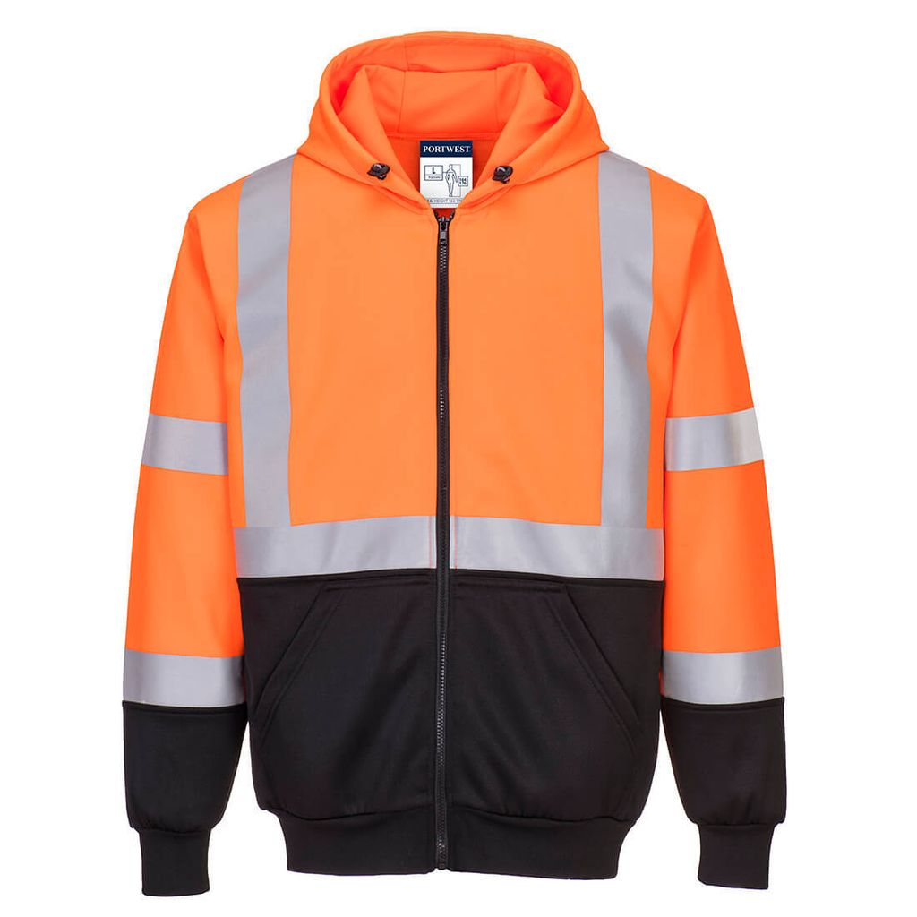 Portwest B315 2-farbige Warnschutz Kapuzensweatjacke Orange/Black Gr. 4XL