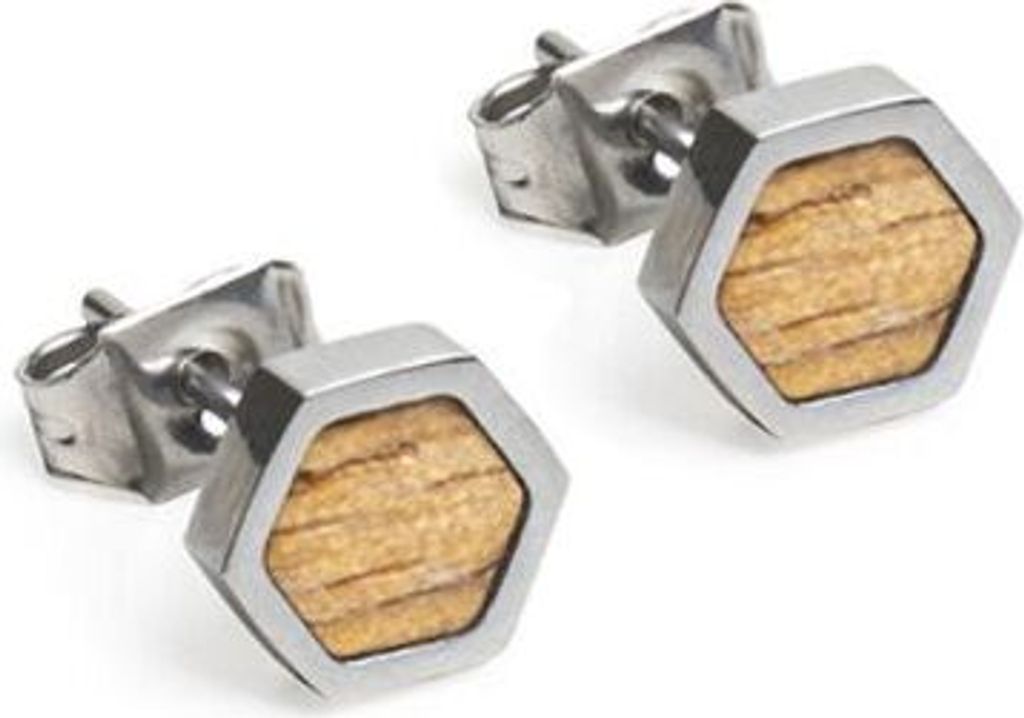 BeWooden-Frauen Ohrring mit Holzdetail Lini-Ohrringe Hexagon