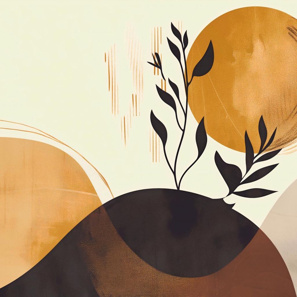 Poster 50x50cm Golden Sun and Black Branch