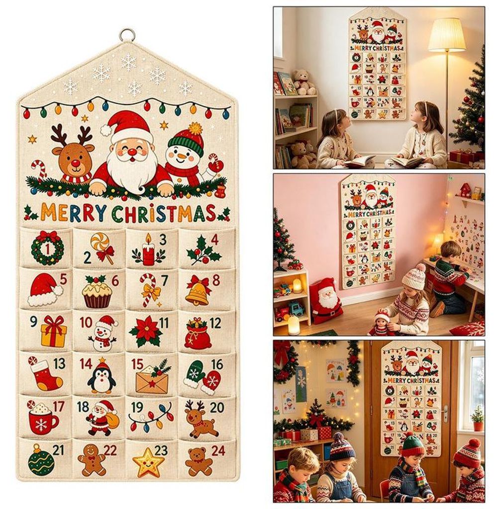 Adventskalender zum Aufhängen, 24 Säckchen zum Befüllen, Produktbild 