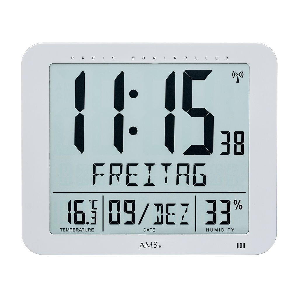 AMS 5884 Wanduhr Tischuhr Funk Funkwanduhr digital Datum Produktbild 