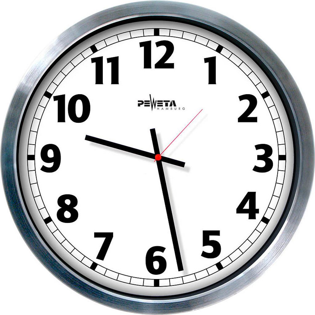 PEWETA Funkwanduhr weiß silber Aluminium, ̃ 50,0 cm (52.012.515)