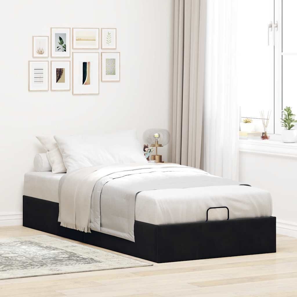"im Sonderangebot"Ottoman-Bett/Bettrahmen - CLORIS - Einzelbett - ohne Matratze Schwarz 90x200 cm - Einfache Montage - Samt - NeuMöbel4547164