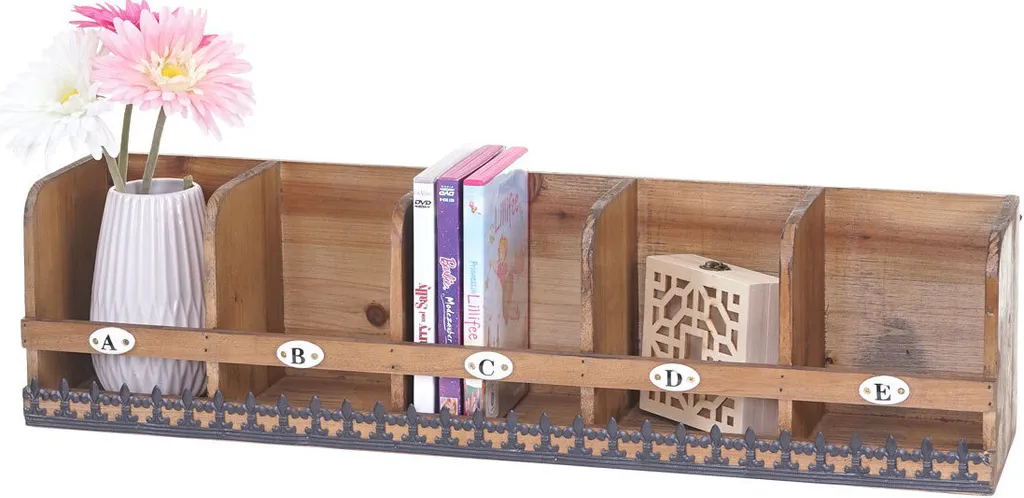 Étagère bois massif Shabby-Look 71cm, finition vintage aspect vieilli