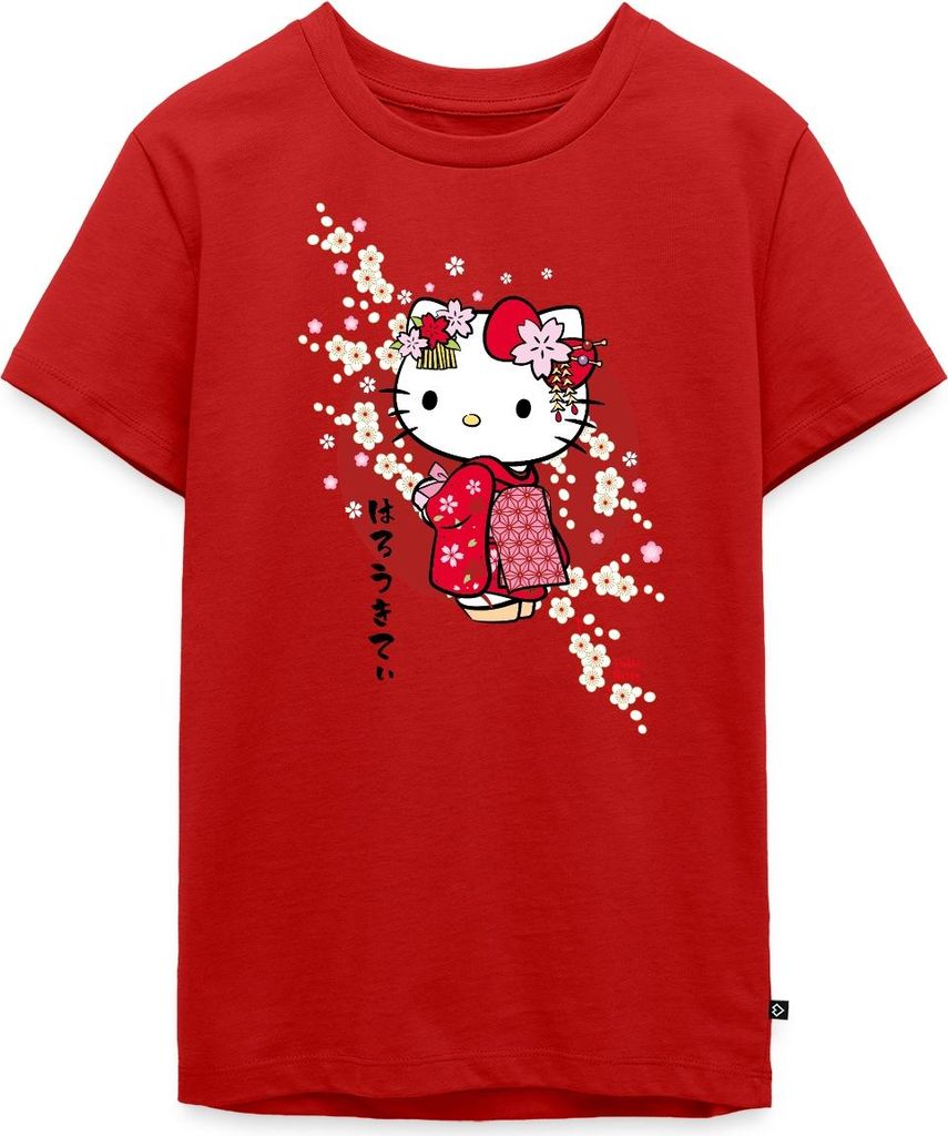 Spreadshirt Hello Kitty Japan Kimono Kirschblüten Teenager Premium T-Shirt, 158/164 (12 Jahre), Rot