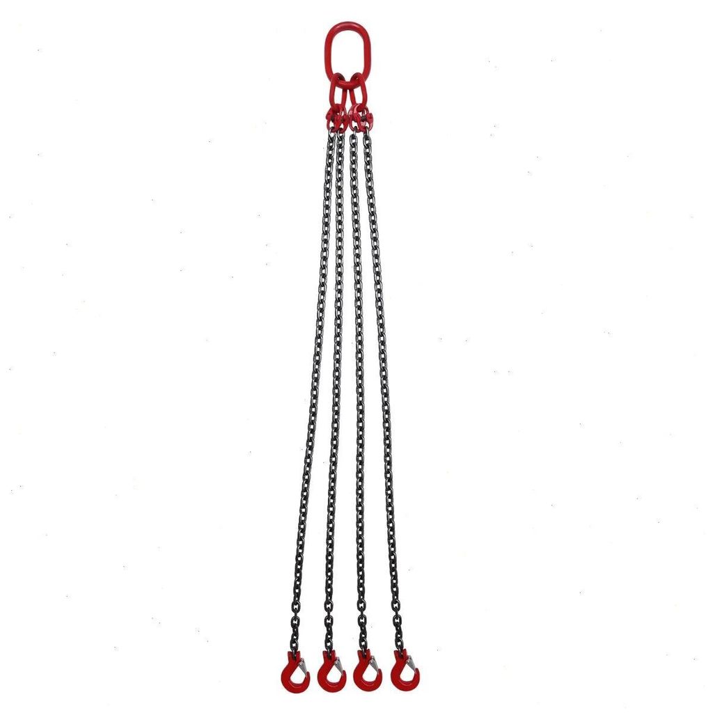 Hebekette - 4-Strang Kettengehänge - G80 legierter Stahl - 5 t/5000 kg WLL - Kettenlänge 1,5 m - Aufhängeglied 9×16 cm, 22 mm
