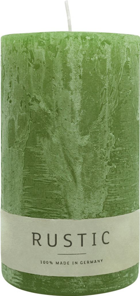 Stumpenkerze aus Paraffin, Olive, Rustic, WENZEL, 140/80 mm, Brenndauer ca. 76h, selbstverlöschend