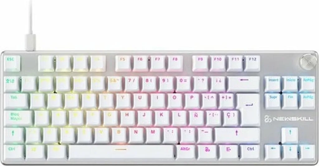 Clavier gamer mécanique Newskill Serike V2 TKL Blanc, LED RGB USB