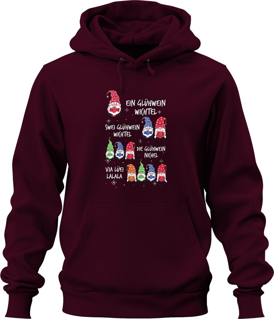 Glühwein Wichtel Gnome Elf Lustig - Weihnachten Weihnachtsgeschenk Christmas Uni Hoodie Kapuzenpullover, Burgundy, M