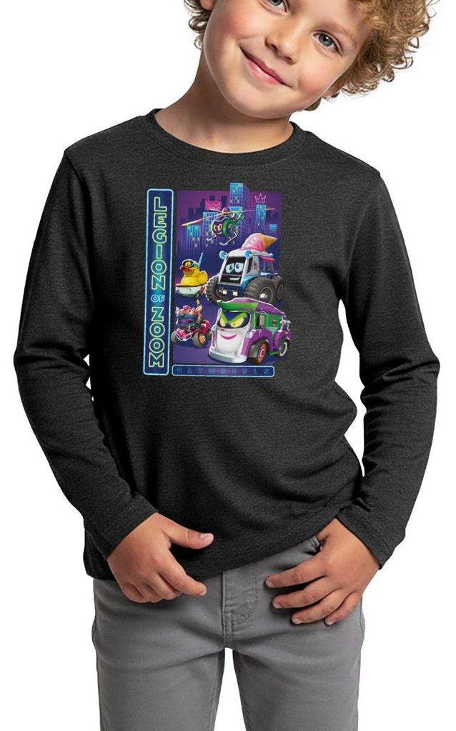 Spreadshirt Batwheels Bösewichte Legion Of Zoom Kinder Premium Langarmshirt, 122/128 (6 Jahre), Anthrazit meliert