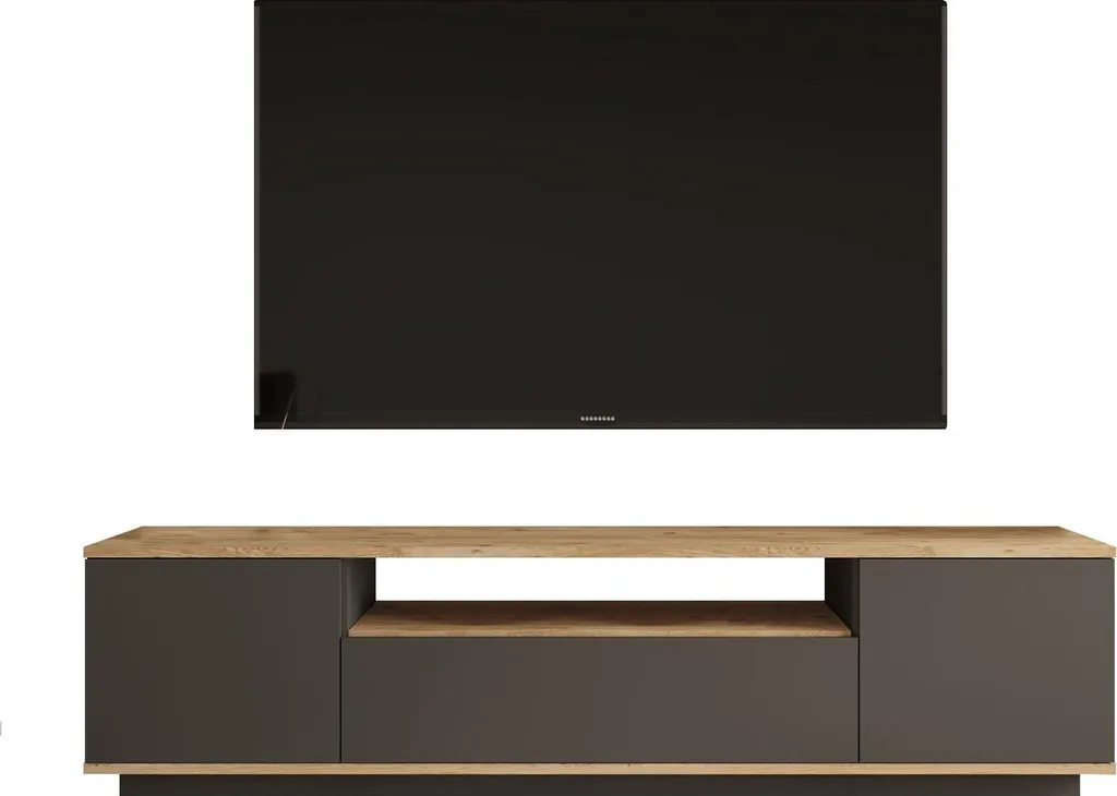 Grand Meuble TV pour Salon - Bois de Pin et Anthracite FR7 - 180 cm