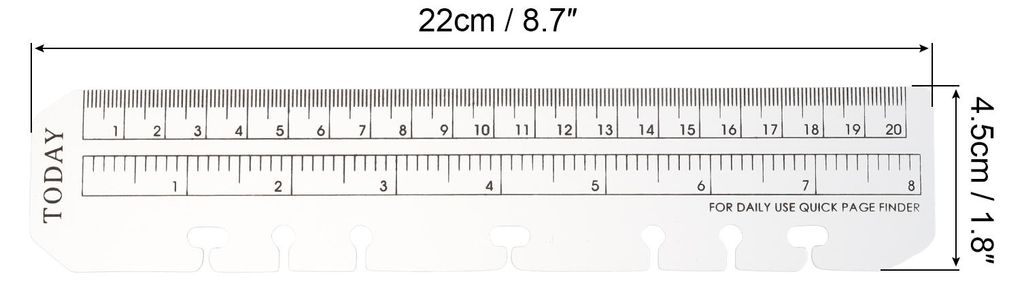 8.7"x1.8" Lesezeichen Lineal 10 Pack Steckbar Lineal Seitenmarker Buchzeichen Messger?te fš¹r A5 Gr??e 6-Loch Bindemittel Notebook Klar