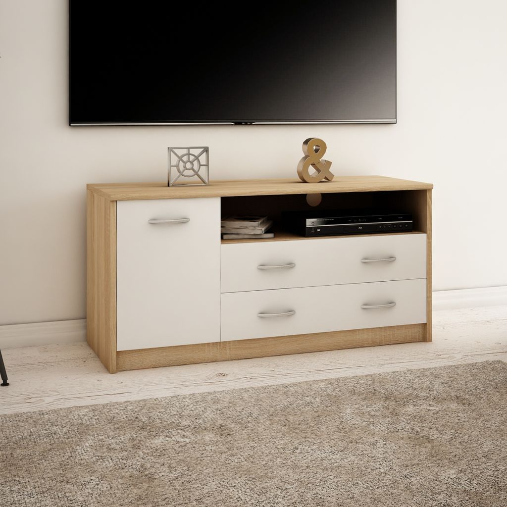 Armoire TV 110cm de large Lowboard avec surface mate Table Image du produit 