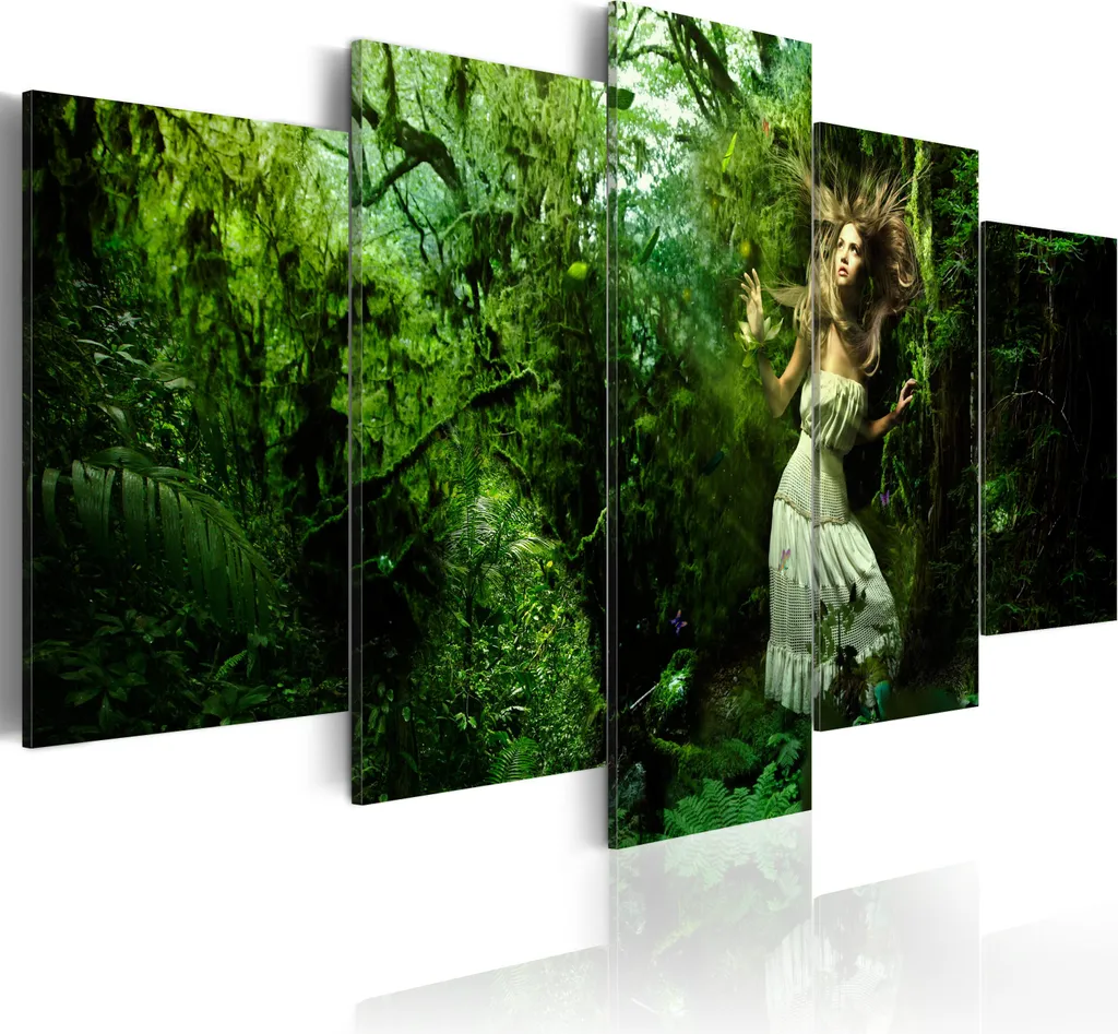 Decorazione Murale XXL Giungla 200x100 cm - Quadro 5 Pezzi Moderno