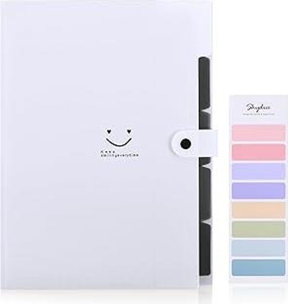 SKYDUE Fächermappe, Dokumententasche A4 Mit Bunten Labeln, Erweiterbar Ordner Mappen Ordnersystem Mit Druckknopf, Dokumentenmappe Für Büro Hause...