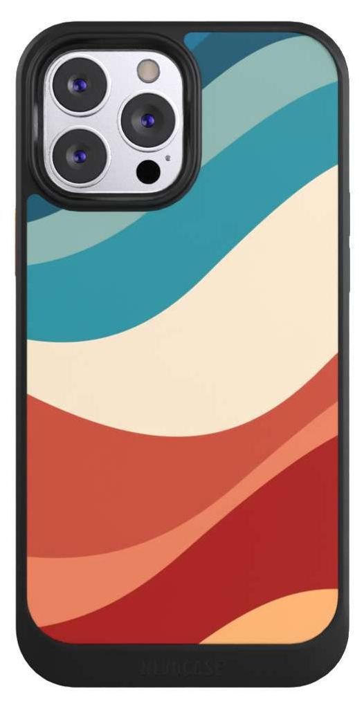 NIVOCASE Hülle für Apple iPhone 13 Pro Max Handyhülle NIVOcore Case Schwarz Farbe Farbverlauf Welle