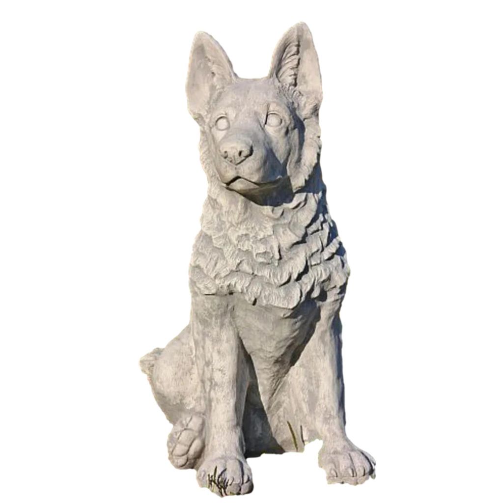Schäferhund Welpe Tierfigur aus Steinguss Neu Frostfest Witterungsbeständig, Gartenfigur Steinfigur Hirtenhund PO-854