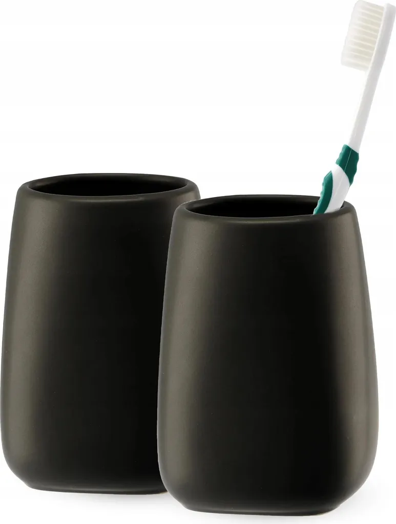 Lot de 2 Gobelets pour Brosse à Dents Noir Mat pour Salle de Bain Chic