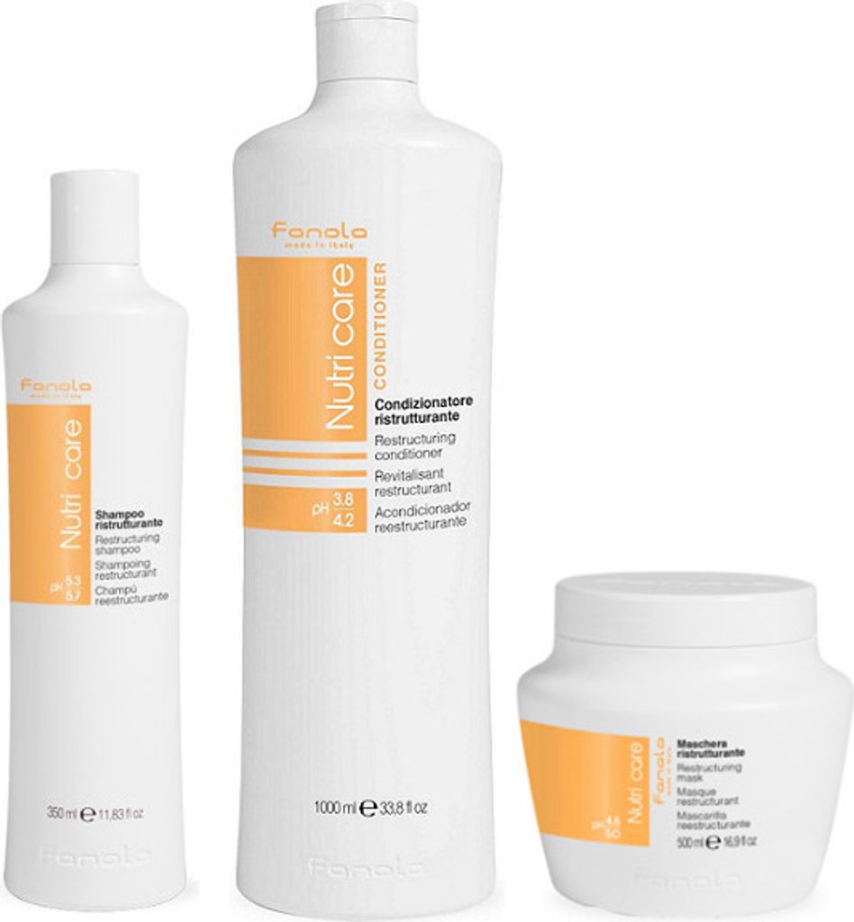 Fanola Nutri Care Restructuring Shampoo 350ml + Fanola Nutri Care Restructuring Conditioner 1000ml + Fanola Nutri Care Restructuring Mask 500ml