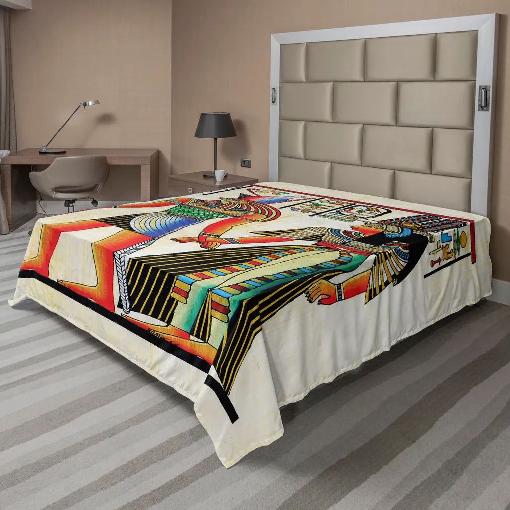 Drap plat décoratif Art Égyptien Ancien - Linge de lit 266x260 cm