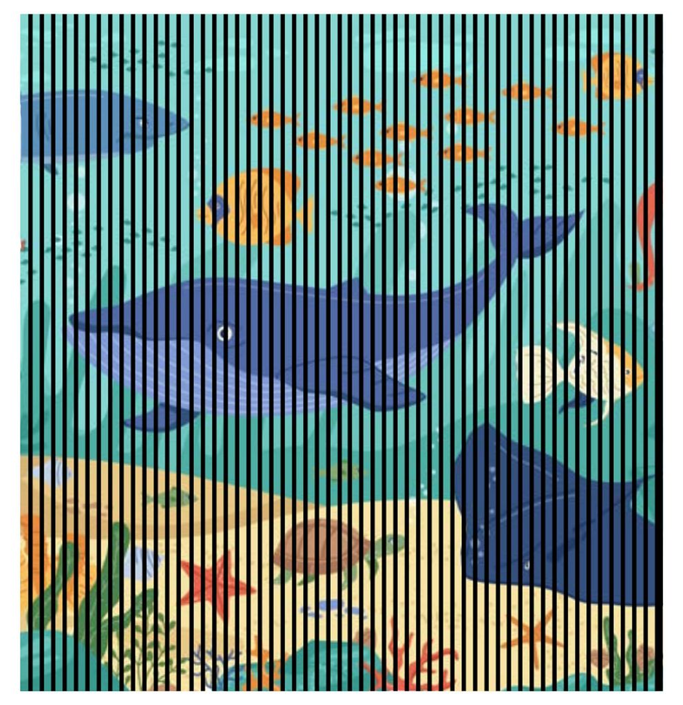 Akustikpaneele mit Digitaldruck Moby01 19 x 2253 x 2400 mm Fische Meer MDF PET-Fasern Wandpaneele Türkis Blau 4 Einzelplatten