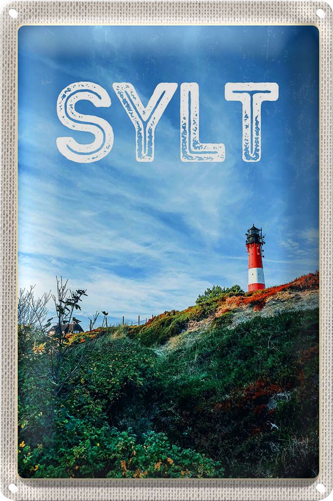 Blechschild Reise 20x30cm Sylt Insel Deutschland Leuchtturm