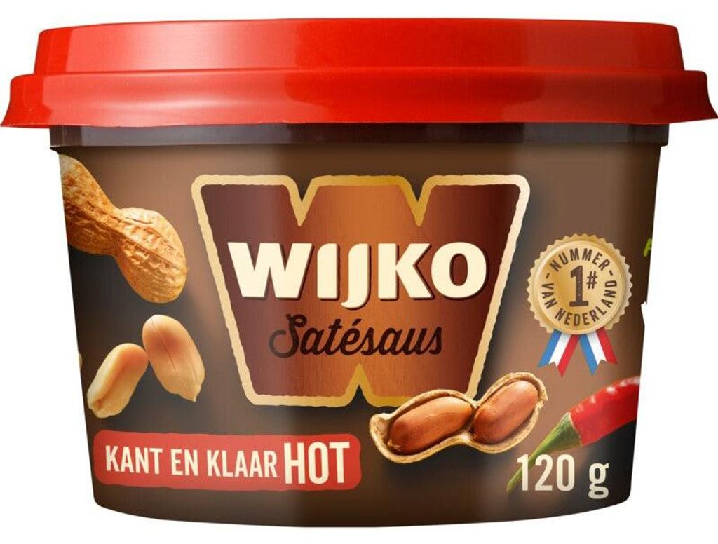 Wijko Hot Satésaus Kant&Klaar 120 ml – Sauce aux cacahuètes Image du produit 