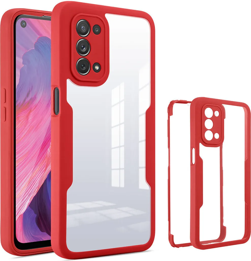 Cover OPPO A74 5G / A54 5G Protezione 360° con Vetro Integrato Rosso