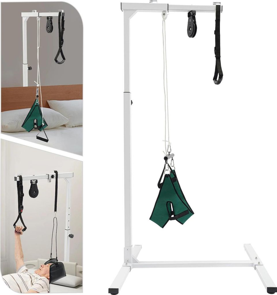 Bett-Aufstehhilfe - Bettgriff - Für Senioren und Pflegebedürftige - Bettseitige Hebehilfe - Horizontale Stange - Freistehender Rahmen - Elfenbein