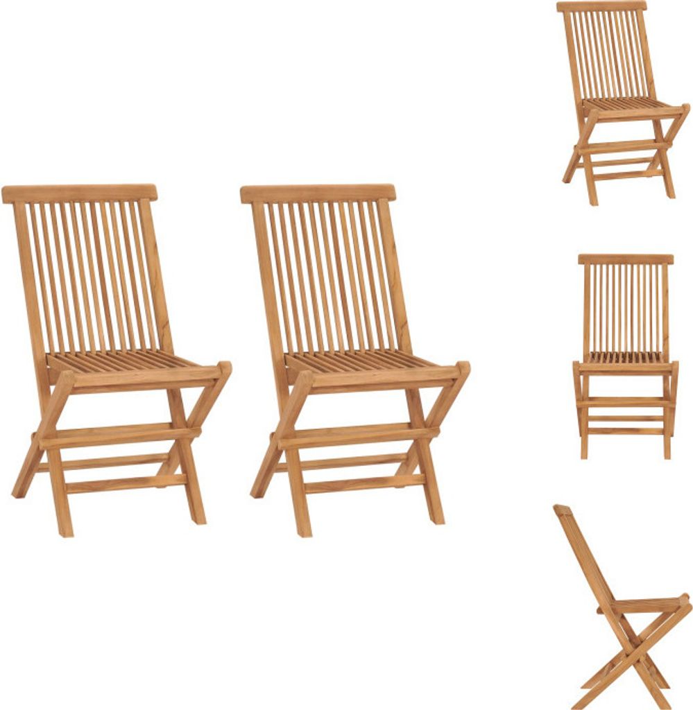 vidaXL Klappbare Gartenstühle 2 Stk. Massivholz Teak - Gartenstühle