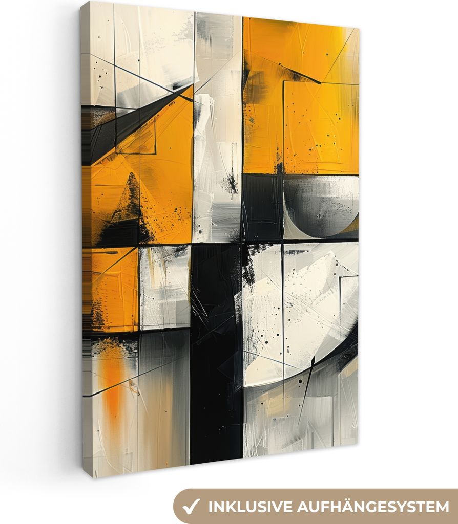 MuchoWow - Leinwandbilder - Gelb - Abstrakt - Modern - Formen, Wandbild, Wanddeko Bilder Wohnzimmer, 20x30 cm