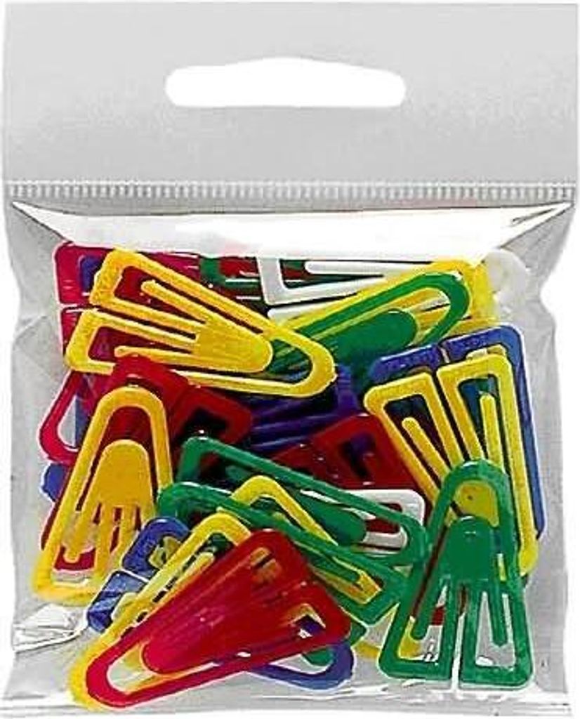 Büroklammern Plastikclips 35mm VE=30 Stück sortiert