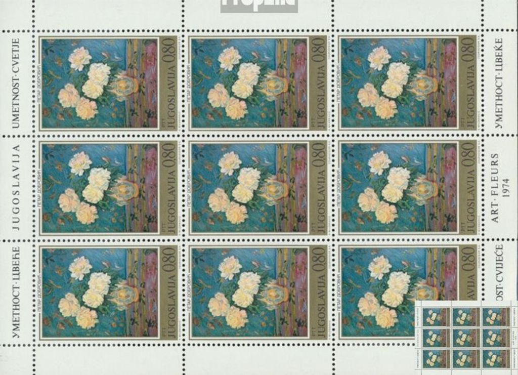 Briefmarken Jugoslawien 1974 Mi 1577Klb-1582Klb Kleinbogen (kompl.Ausg.) postfrisch Blumengemälde