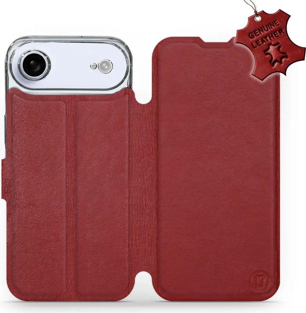 Echtleder Handyhülle für iPhone Air, Mobiwear Leather, Dunkelrot