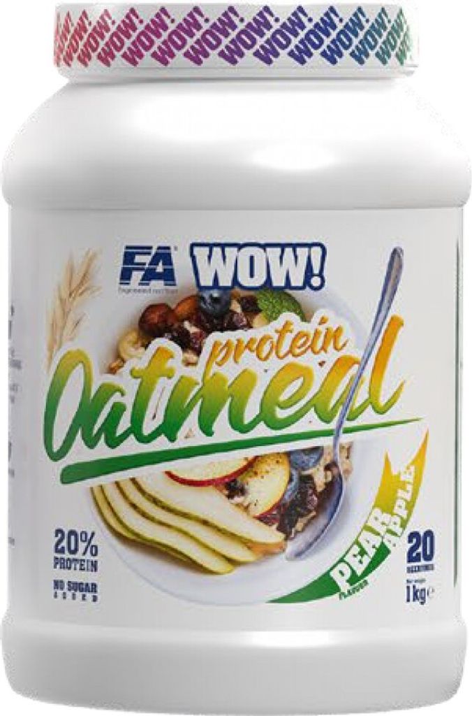 FA Nutrition | WOW ! Protein Oatmeal | 20% Protein - No Sugar Added Pear - Apple