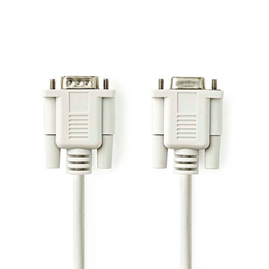 Nedis Serielles Kabel - D-SUB 9-Pin Stecker - D-SUB 9-Pin-Buchse - Vernickelt - 2.00 m - Rund - PVC - Elfenbein - Label